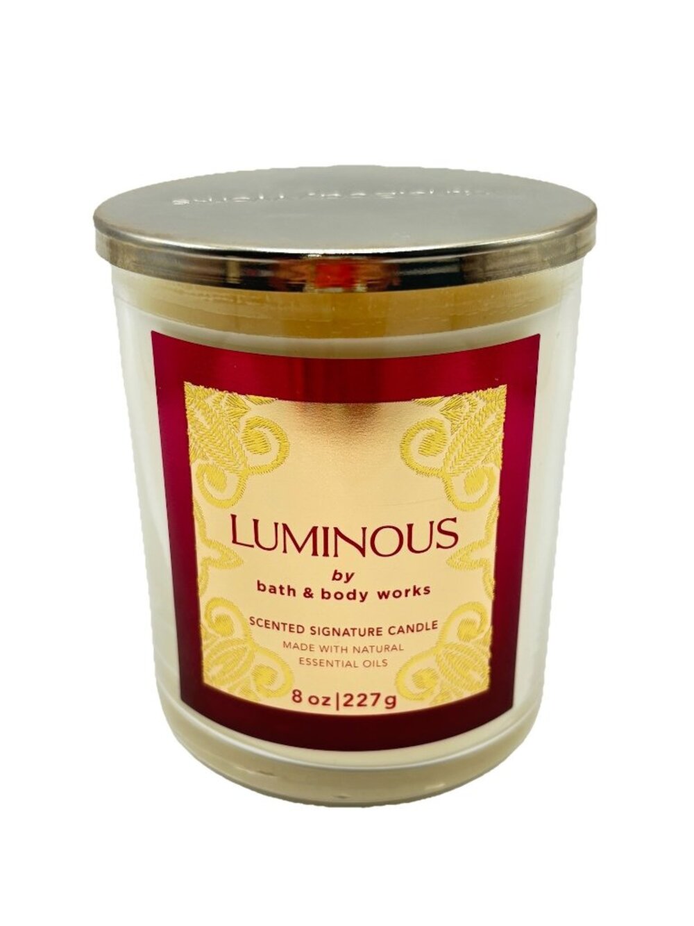 Bath & Body Works Luminous Single Wick Candle 8oz Jar Currant Iris Amber Soy Wax